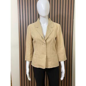 Harold's Women's 8 Brown Blazer Linen Coat Notch Lapel Single-Breasted Business